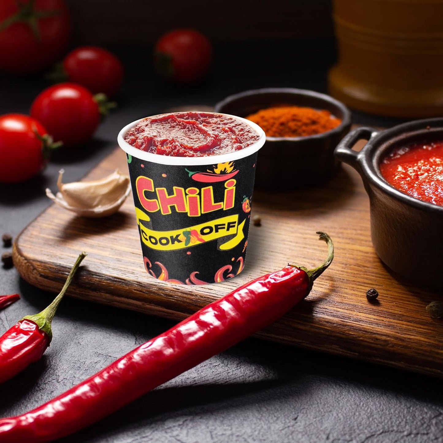 300pcs 2.5oz Chili Cook off Cups Chili Cook Off Decorations Mexican Party Paper Bowls Mini Tasting Disposable Cups Mexican Party Cooking Supplies