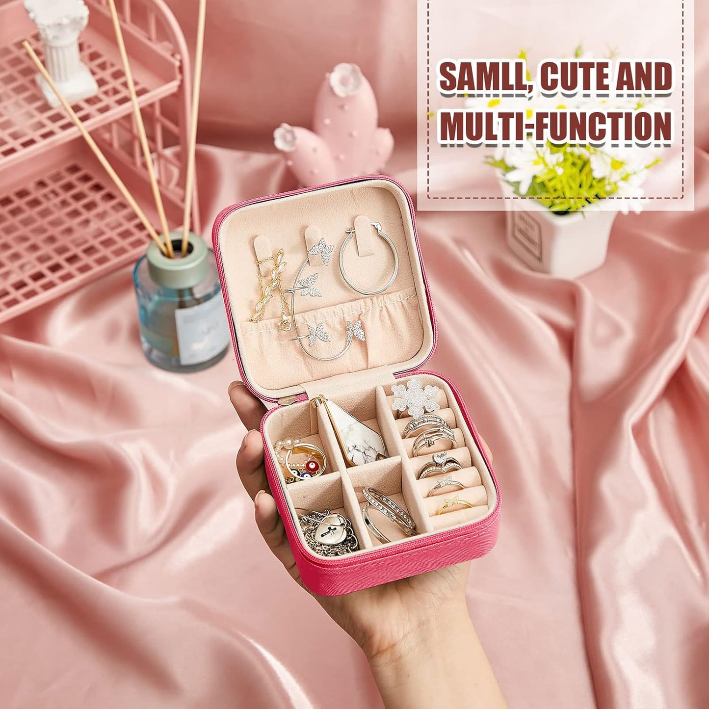 Taiyin 12 Pcs Travel Jewelry Case Bridesmaid Gift Boxes Bulk Travel Jewelry Case Small Jewels Organizer Mini Accessories Ornaments Storage for Women Girls Wedding Bridesmaids Gifts