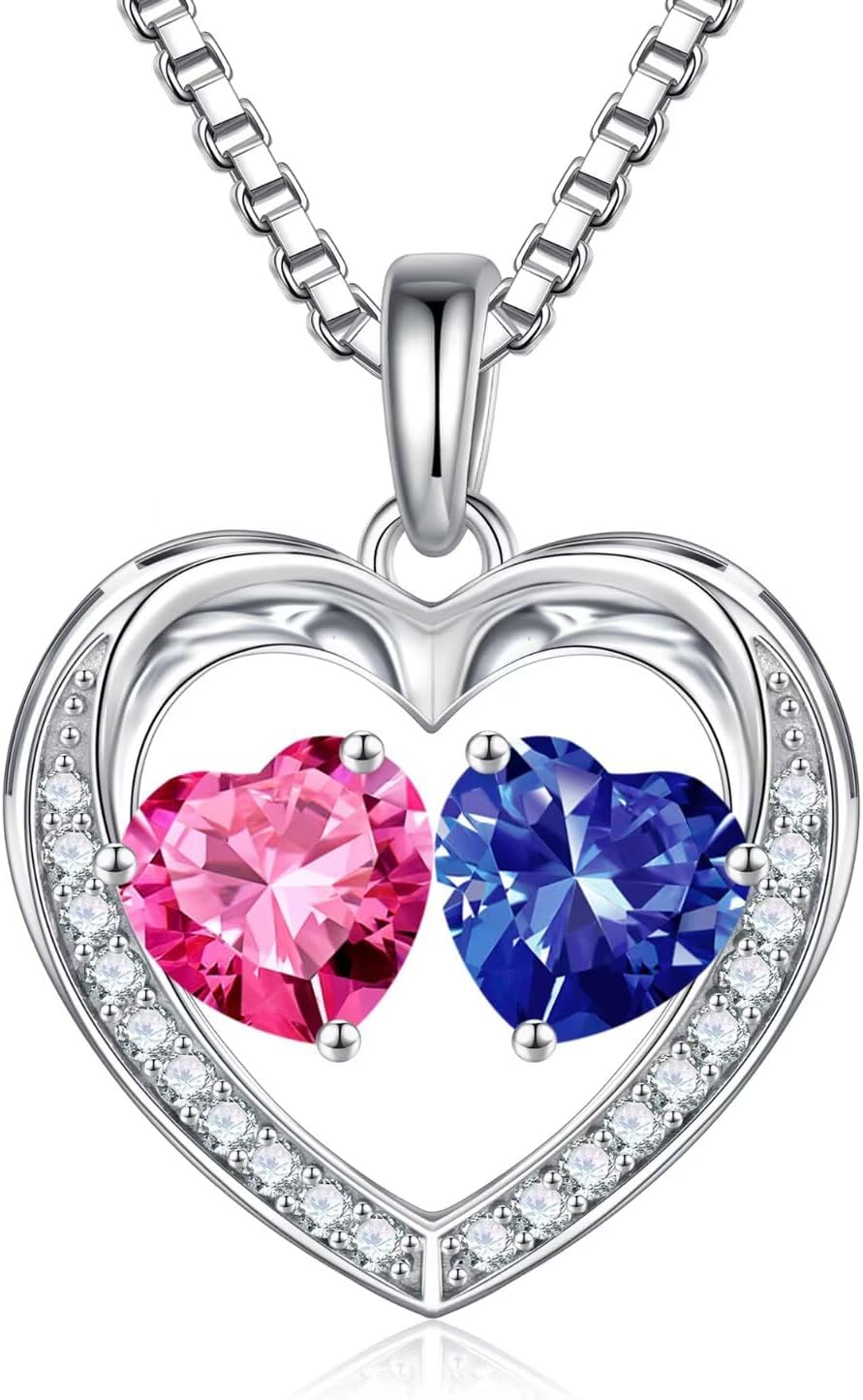 Iefil Christmas Gifts for Wife - 925 Sterling Silver Birthstone Necklace, Anniversary Birthday Gifts for Women, Stocking Stuffers for Women Wife Mom Daughter