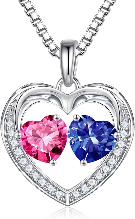 Iefil Christmas Gifts for Wife - 925 Sterling Silver Birthstone Necklace, Anniversary Birthday Gifts for Women, Stocking Stuffers for Women Wife Mom Daughter