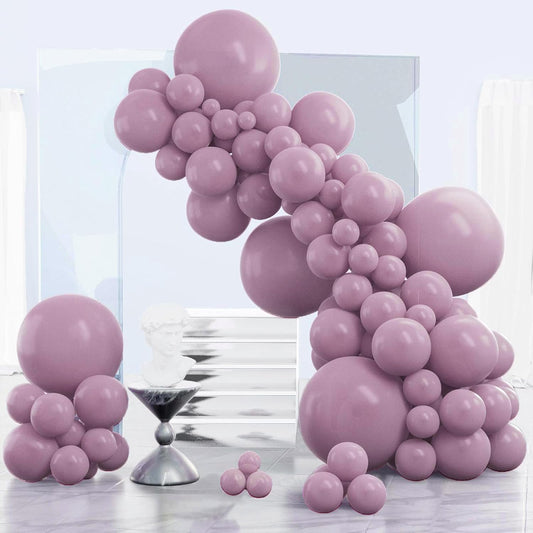 PartyWoo Dusty Purple Balloons 140 pcs Different Sizes of 18 12 10 5 Inch Matte Lavender Lilac Latex Helium Balloon Arch Kit Garland for Wedding Baby Shower Birthday Party Decorations Purple-F29