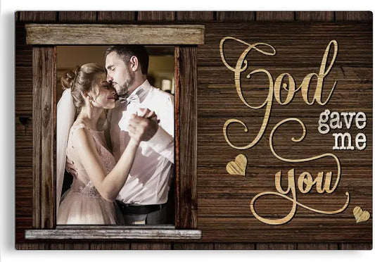 Dem Canvas Personalized Canvas Prints, Custom Photo And Name, God Gave Me You, Wedding Gifts For Couple Anniversary Wedding Engagement Gift For Couples Canvas (24x16)