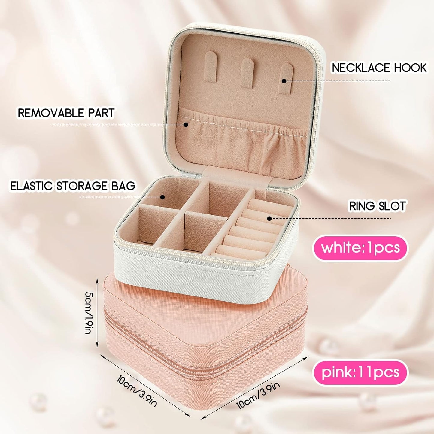 Taiyin 12 Pcs Travel Jewelry Case Bridesmaid Gift Boxes Bulk Travel Jewelry Case Small Jewels Organizer Mini Accessories Ornaments Storage for Women Girls Wedding Bridesmaids Gifts