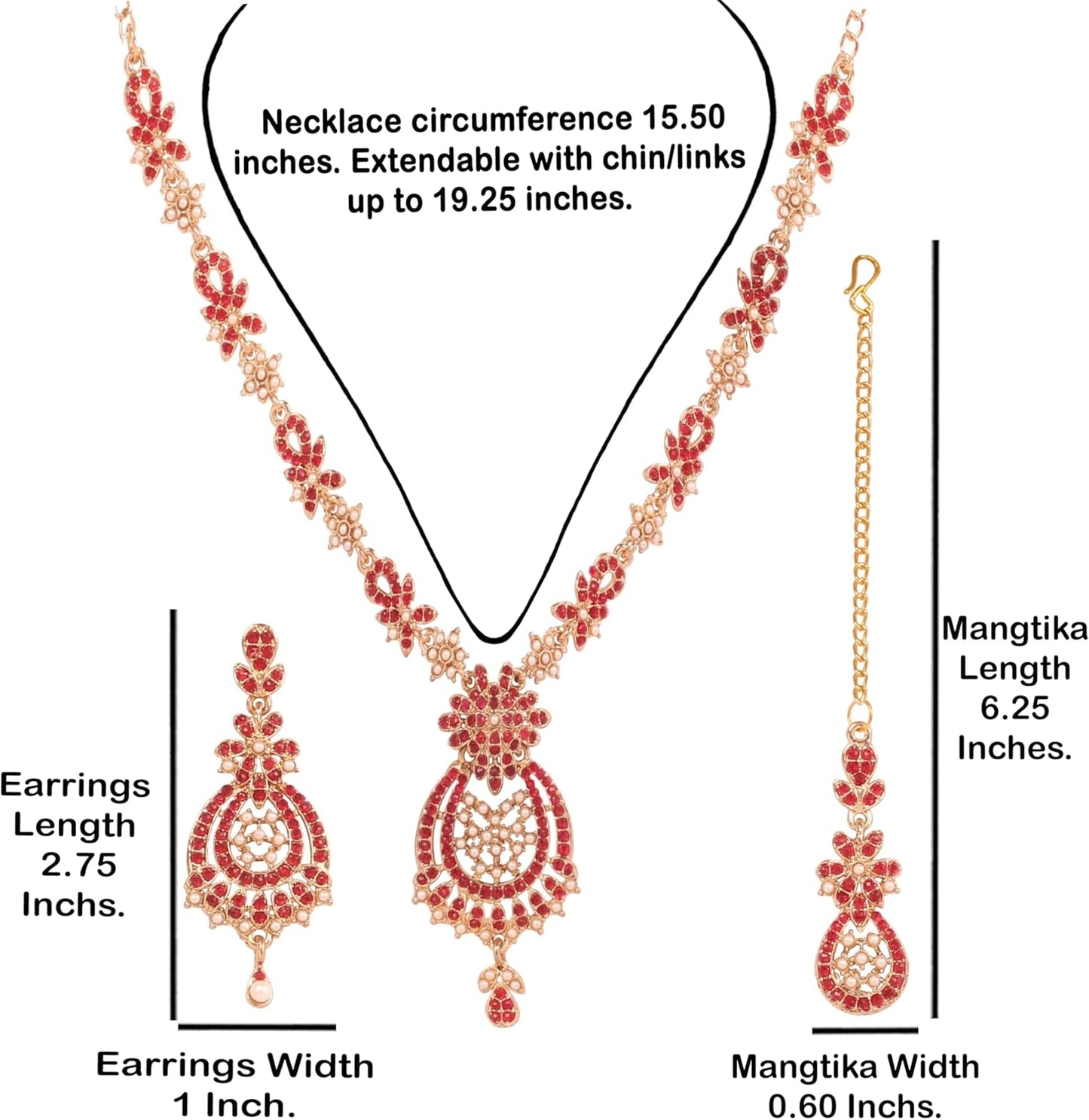 Touchstone Indian jewelry sets for women maang tikka wedding guest gold necklace bollywood jewellery set pageant elegant prom bride accessories western crystal chunky rhinestone necklaces
