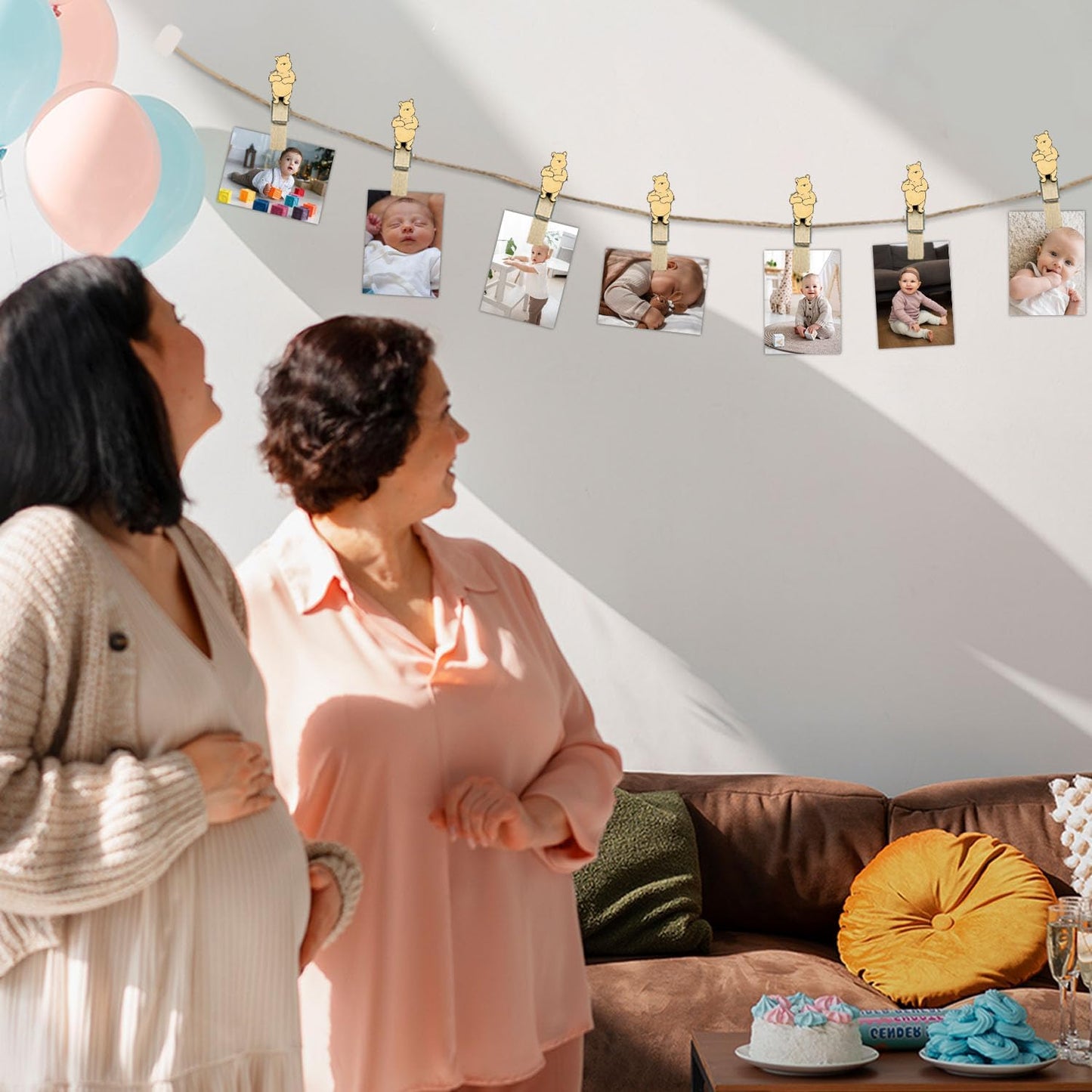 Winnie Don't Say Baby Game Set, Include Don't Say Baby Game Sign and 20 Mini Winnie Clothespins, Winnie Baby Shower Party Decor, Baby Shower Table Sign Centerpieces