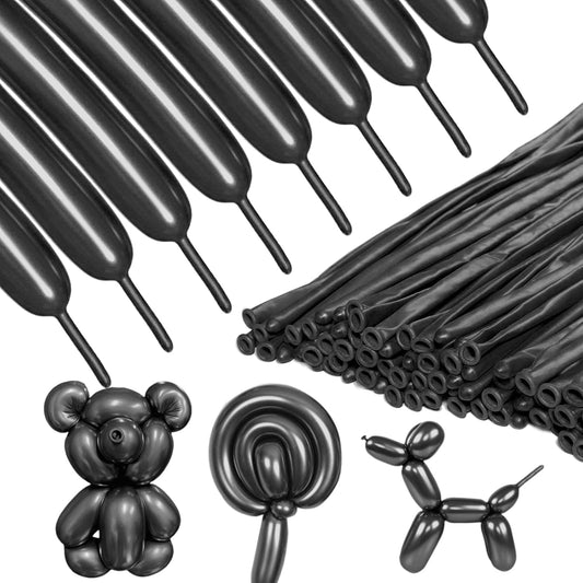 Metallic Black Long Balloons Premium 260 Twisting Animals Magic Balloons for Birthday Kids Wedding Party Supply 100pcs