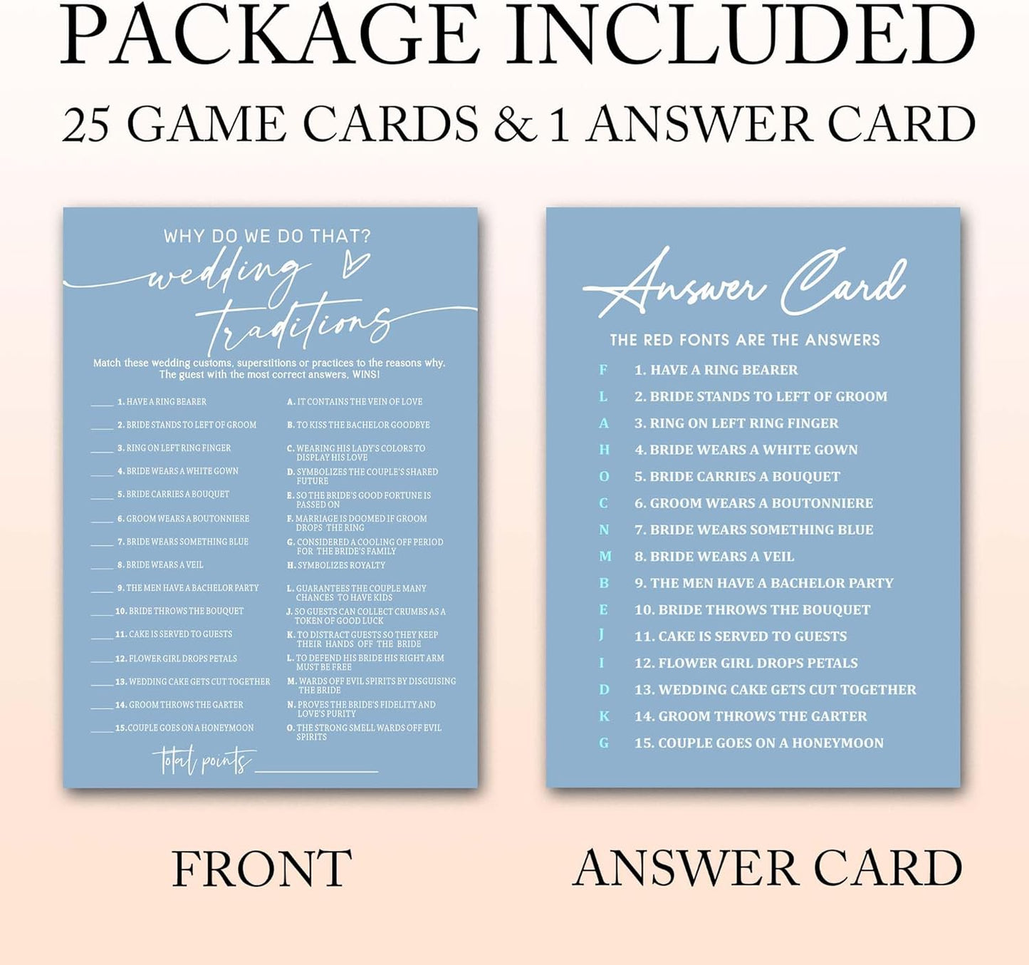 Bridal Shower Games Cards, Wedding Traditions Why Do We Do That, 25 Game Cards with 1 Answer Card, Engagement Party Wedding Games for Guests, Minimalist Blue Wedding Party Supplies - B08