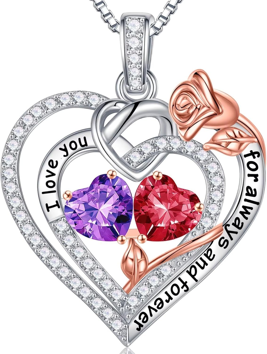 Iefil Christmas Gifts for Wife Women - 925 Sterling Silver Double Birthstone Necklace, Anniversary Birthday Gifts for Women, Jewelry Gift for Wife Girlfriend Mom Her