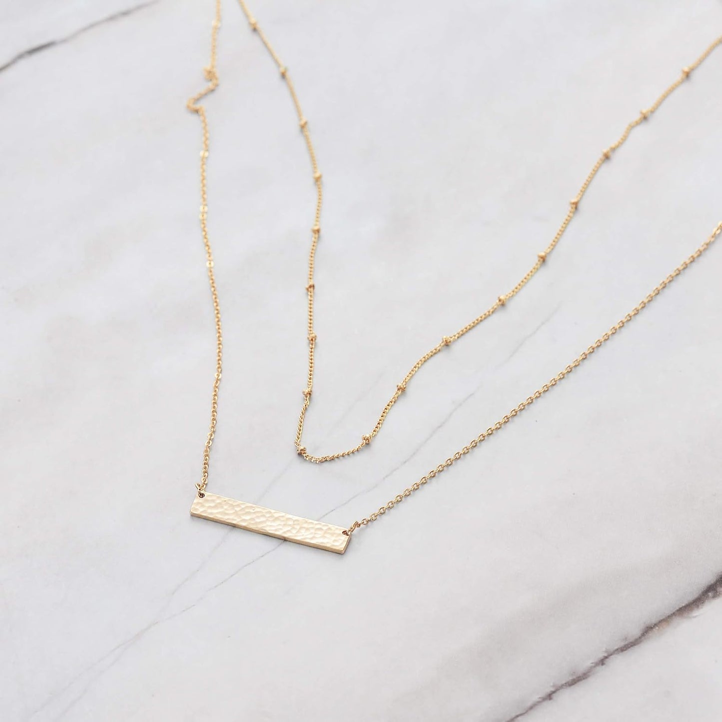 MEVECCO Layered Heart Necklace Pendant Handmade 18k Gold Plated Dainty Gold Choker Arrow Bar Layering Long Necklace for Women