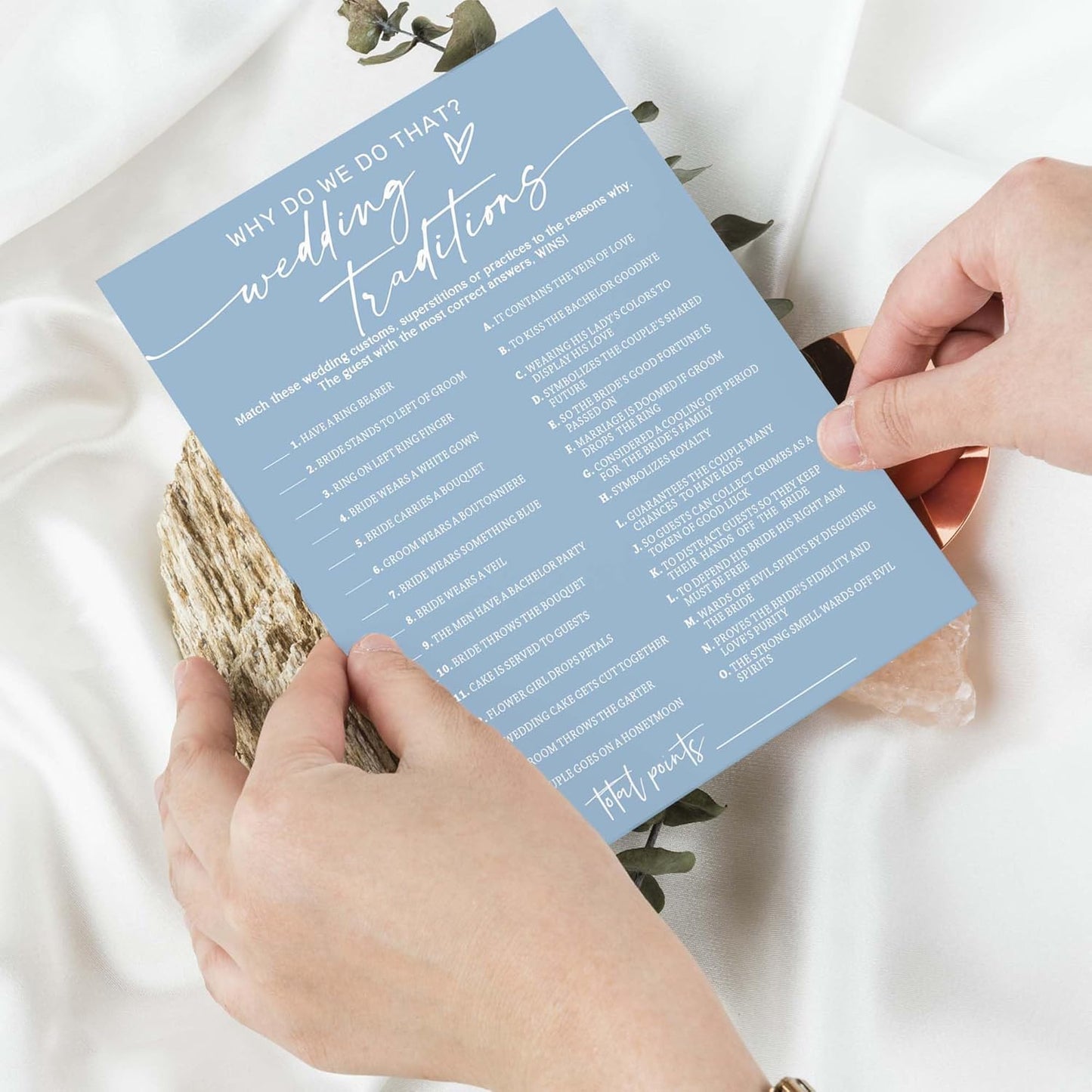 Bridal Shower Games Cards, Wedding Traditions Why Do We Do That, 25 Game Cards with 1 Answer Card, Engagement Party Wedding Games for Guests, Minimalist Blue Wedding Party Supplies - B08