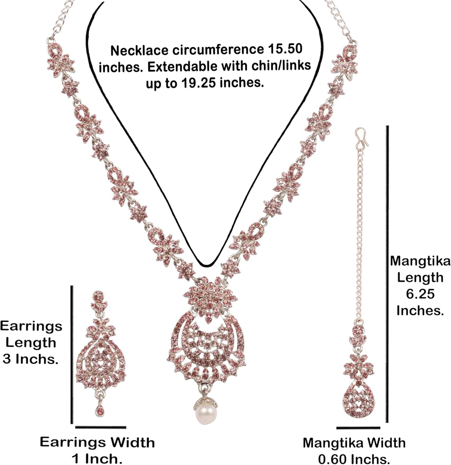 Touchstone Indian jewelry sets for women maang tikka wedding guest gold necklace bollywood jewellery set pageant elegant prom bride accessories western crystal chunky rhinestone necklaces