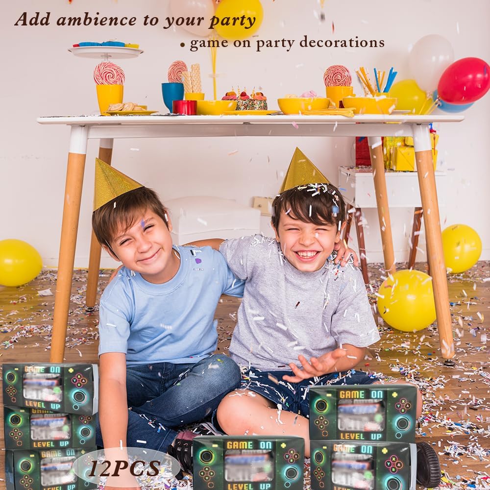 Shescrzionu Video Game Party Favors Boxes 12 PCS-Perfect Gamer Decors Party Favor Boxes with Window, Birthday Decorations Video Game Birthday Decorations Bags Gifts Aa13