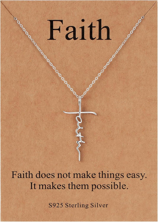 Lcherry Faith Cross Pendant Necklace for Women Religious Christian Jewelry Mother's Day Gifts for Women