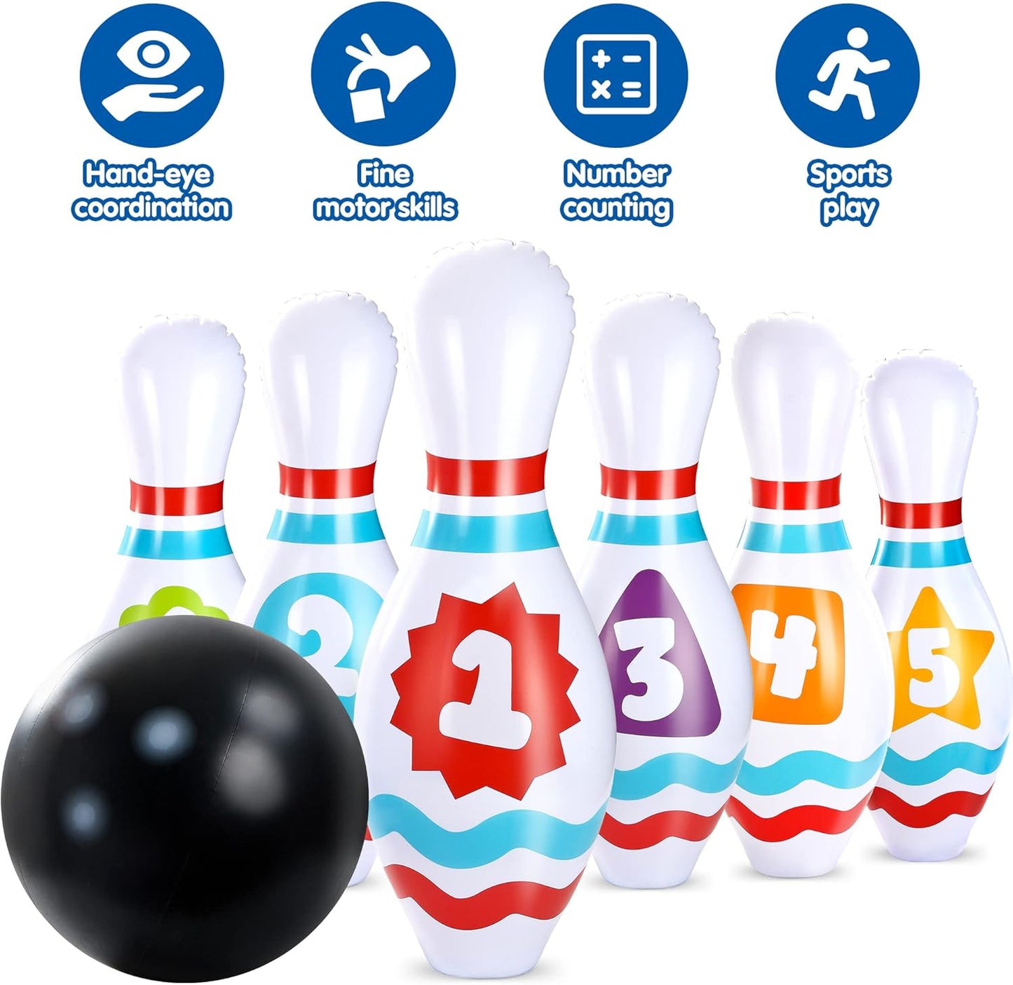 JOYIN Giant Inflatable Bowling Set for Kids and Adults, Christmas Birthday Party Games, Kids Education Motor Skills Toys
