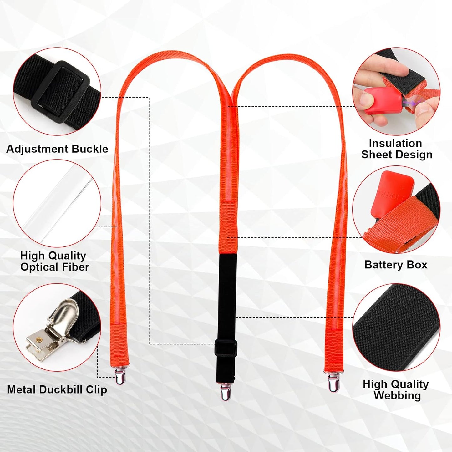 Ainiv Light Up Neckties Bowties Suspenders LED Party Supplies Glow in the Dark Adjustable for Women and Men Parties