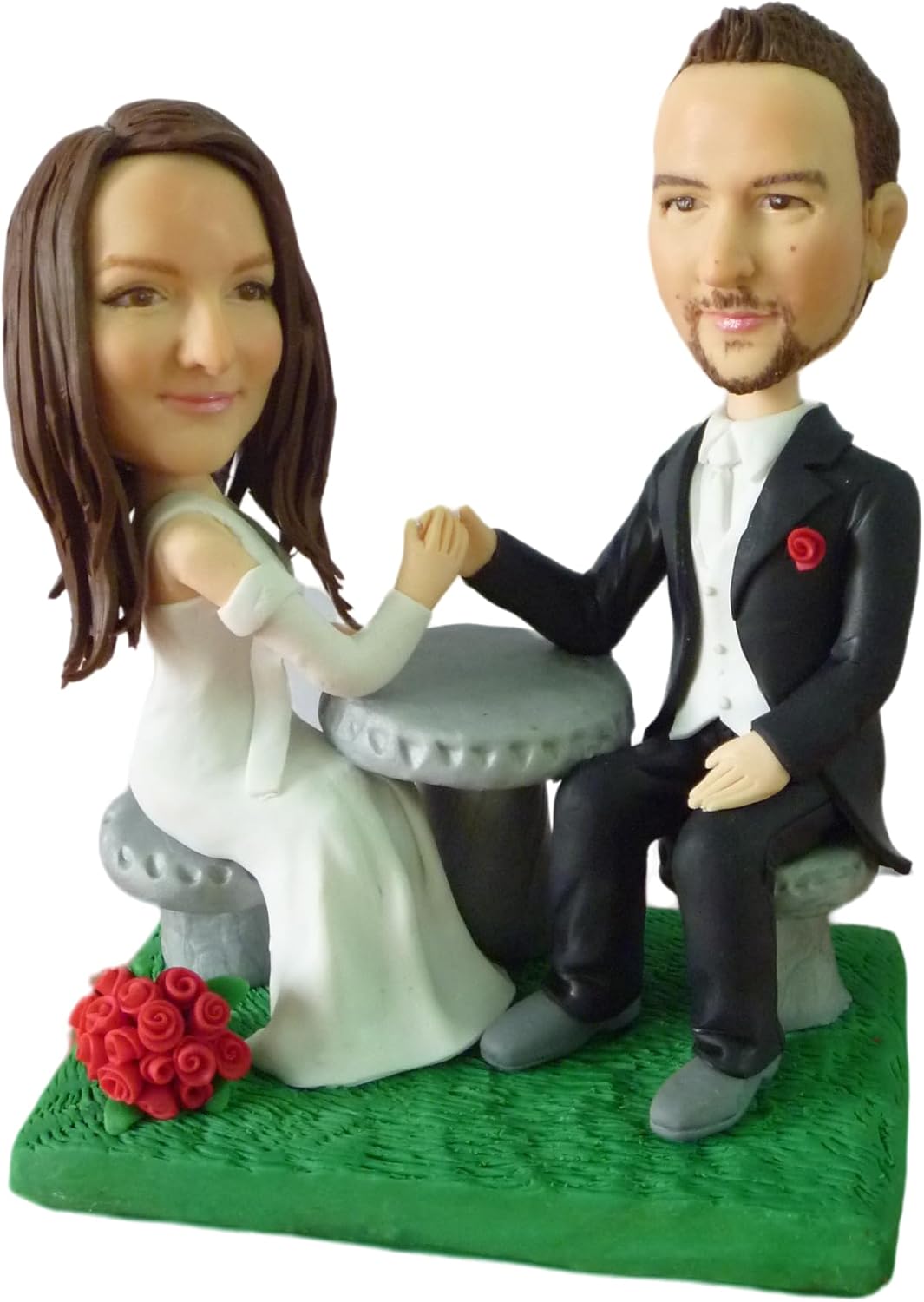 Custom Bobblehead Figurine For Groom and Bride Fully Customizable wedding cake topper， Wedding Couple Custom dolls, personalized custom bobbleheads sculpture holiday gifts ，Wedding anniversary doll