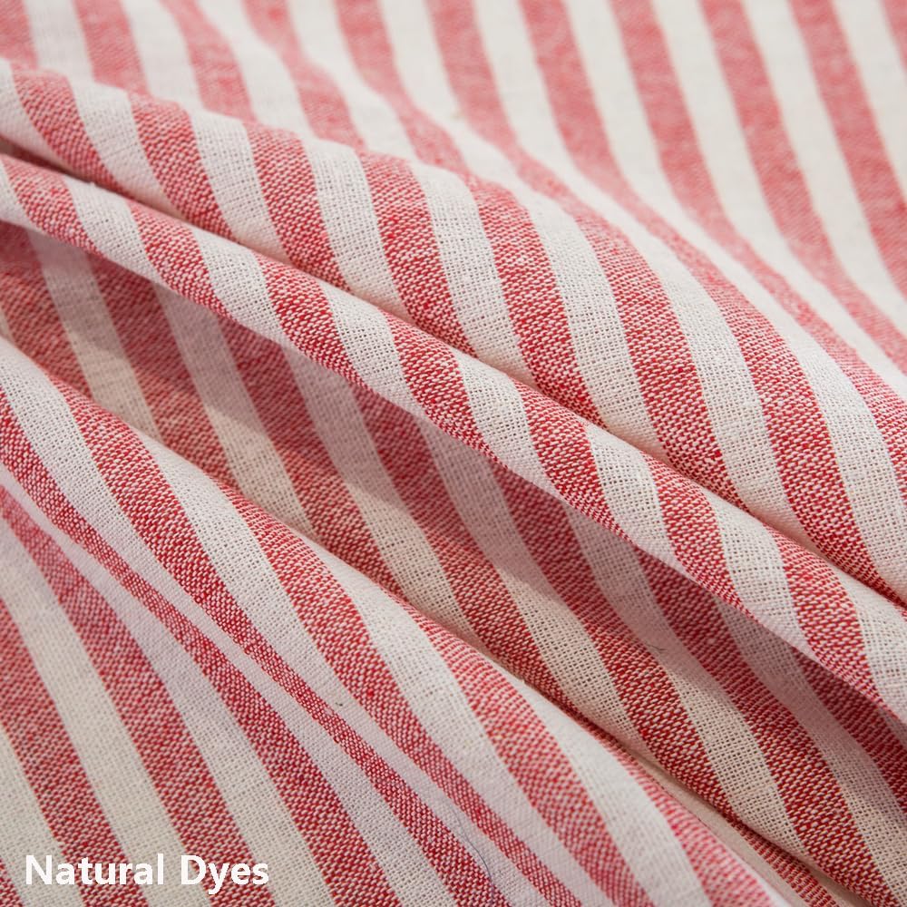 TruDelve Cotton Square Tablecloth 70 x 70 Red and White Striped Cloth Tablecloths Outdoor Table Cloth for Picnic Table Cover (Red,70"x70",Square)