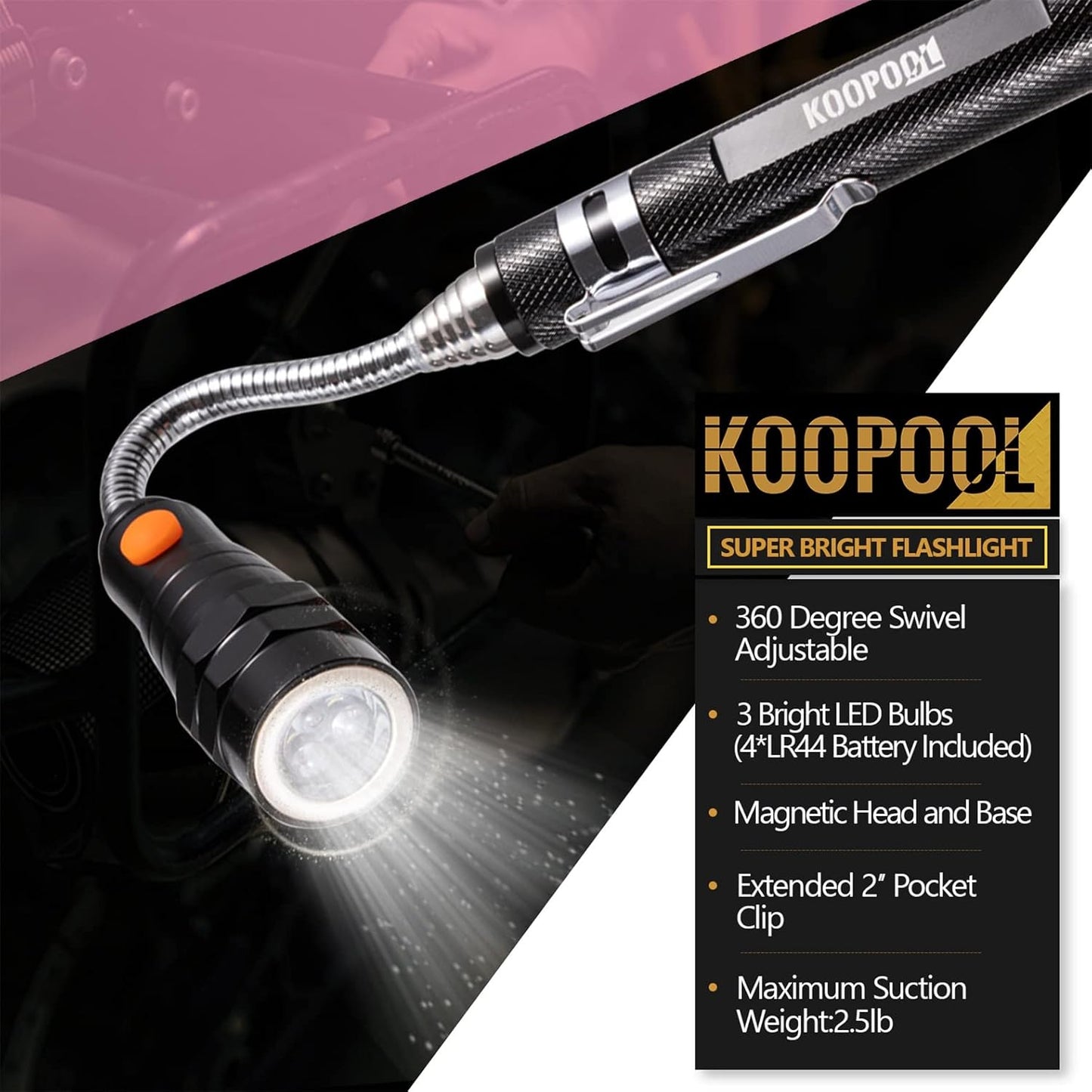 Telescoping Magnetic Pickup Tool Set, Inspection Mirror Telescoping, LED Flashlight, Cool Gadgets for Men, Gifts for Dad, Husband, Kids, Boyfriend, Magnet Stick