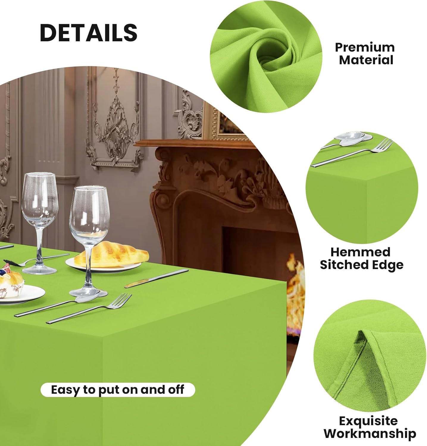 2 Pack Fitted Tablecloth for 4 Foot Rectangle 48 x 24 Inch Apple Green Table Covers Water Resistant Polyester Cloth for Folding, Parties,Display, Trade Show (Apple Green)
