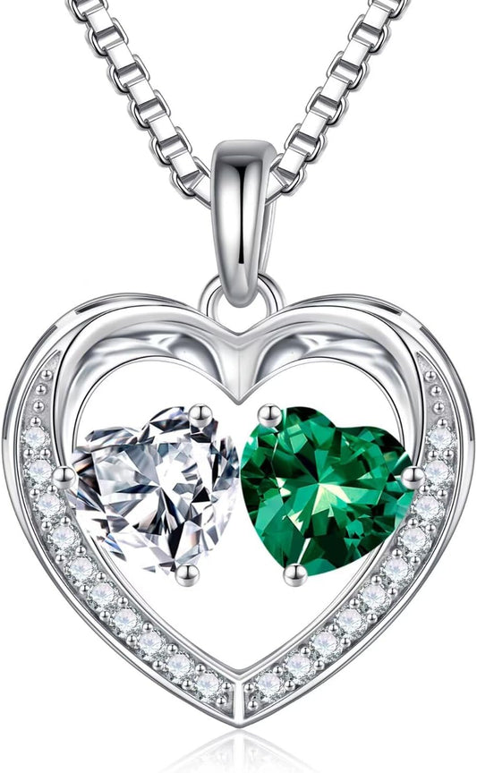 Iefil Christmas Gifts for Wife - 925 Sterling Silver Birthstone Necklace, Anniversary Birthday Gifts for Women, Stocking Stuffers for Women Wife Mom Daughter