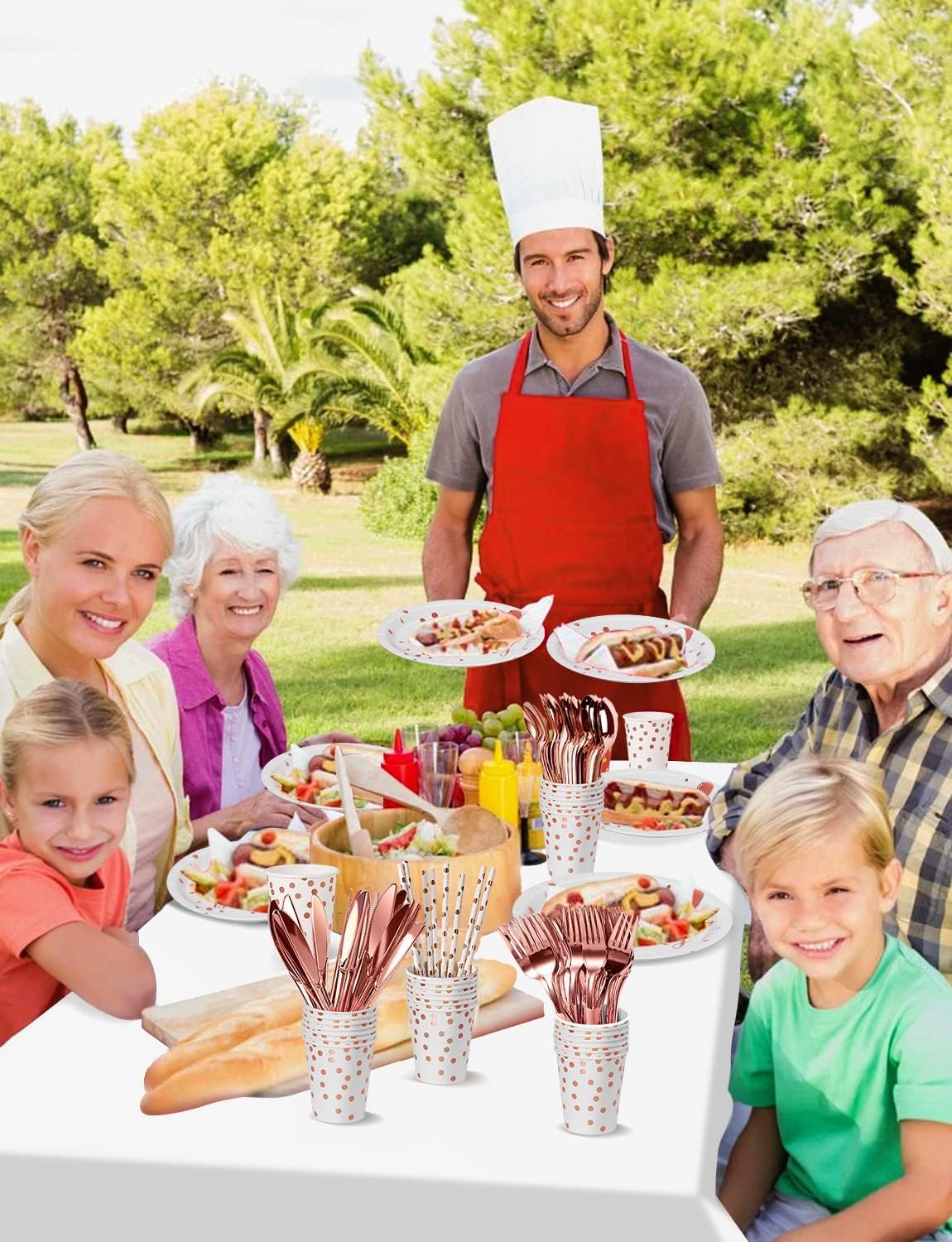 Birthday Party Tableware, 161 Pieces Rosegold Party Supplies, Party Dinnerware Sets Include Paper Plates Napkins Cups Silverware, for Shower Engagement Parties Decoration -20 Serves