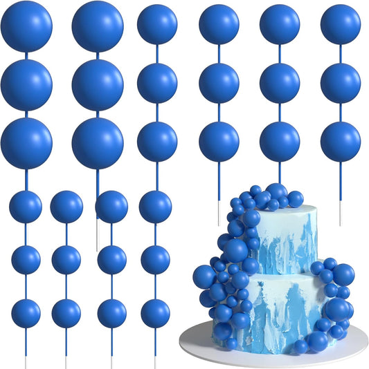36 Pack Blue Balls Cake Topper Decorations Foam Balloons Cake Decorations Sticks Mini Balloons Cake Toppers Balls Cake Picks for Baby Shower Wedding Anniversary Birthday Party Decorations