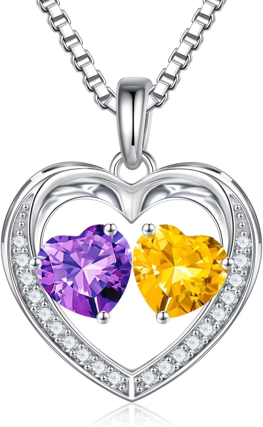 Iefil Christmas Gifts for Wife - 925 Sterling Silver Birthstone Necklace, Anniversary Birthday Gifts for Women, Stocking Stuffers for Women Wife Mom Daughter