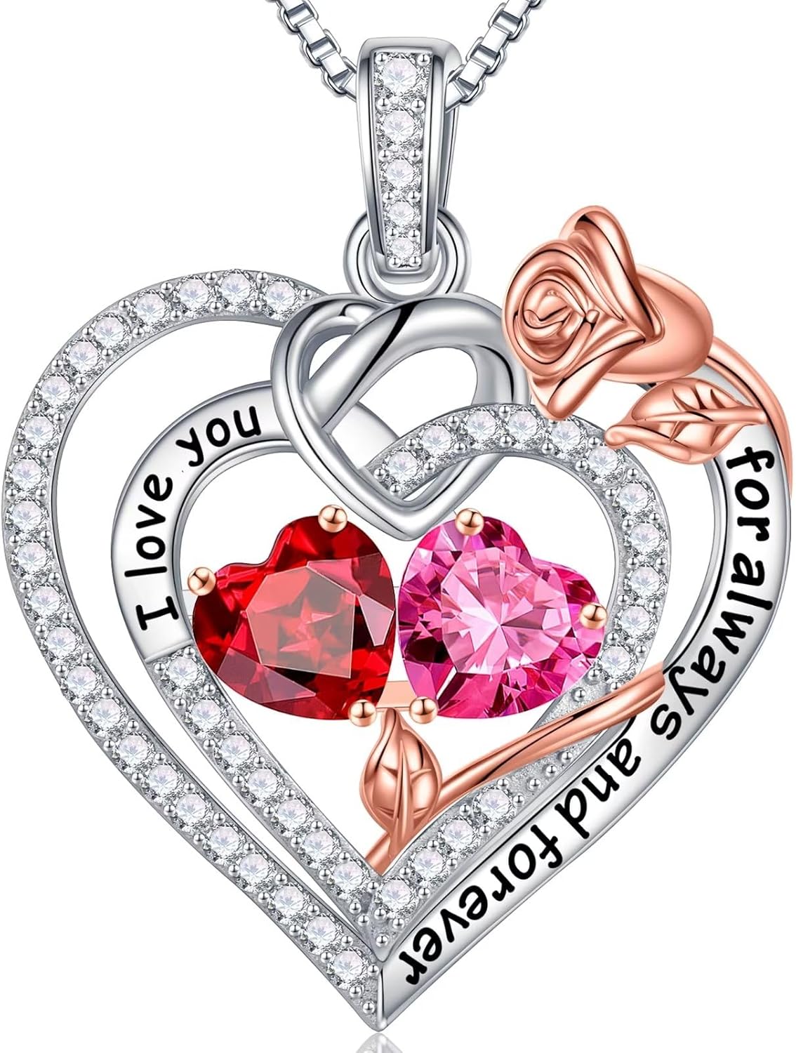 Iefil Christmas Gifts for Wife Women - 925 Sterling Silver Double Birthstone Necklace, Anniversary Birthday Gifts for Women, Jewelry Gift for Wife Girlfriend Mom Her