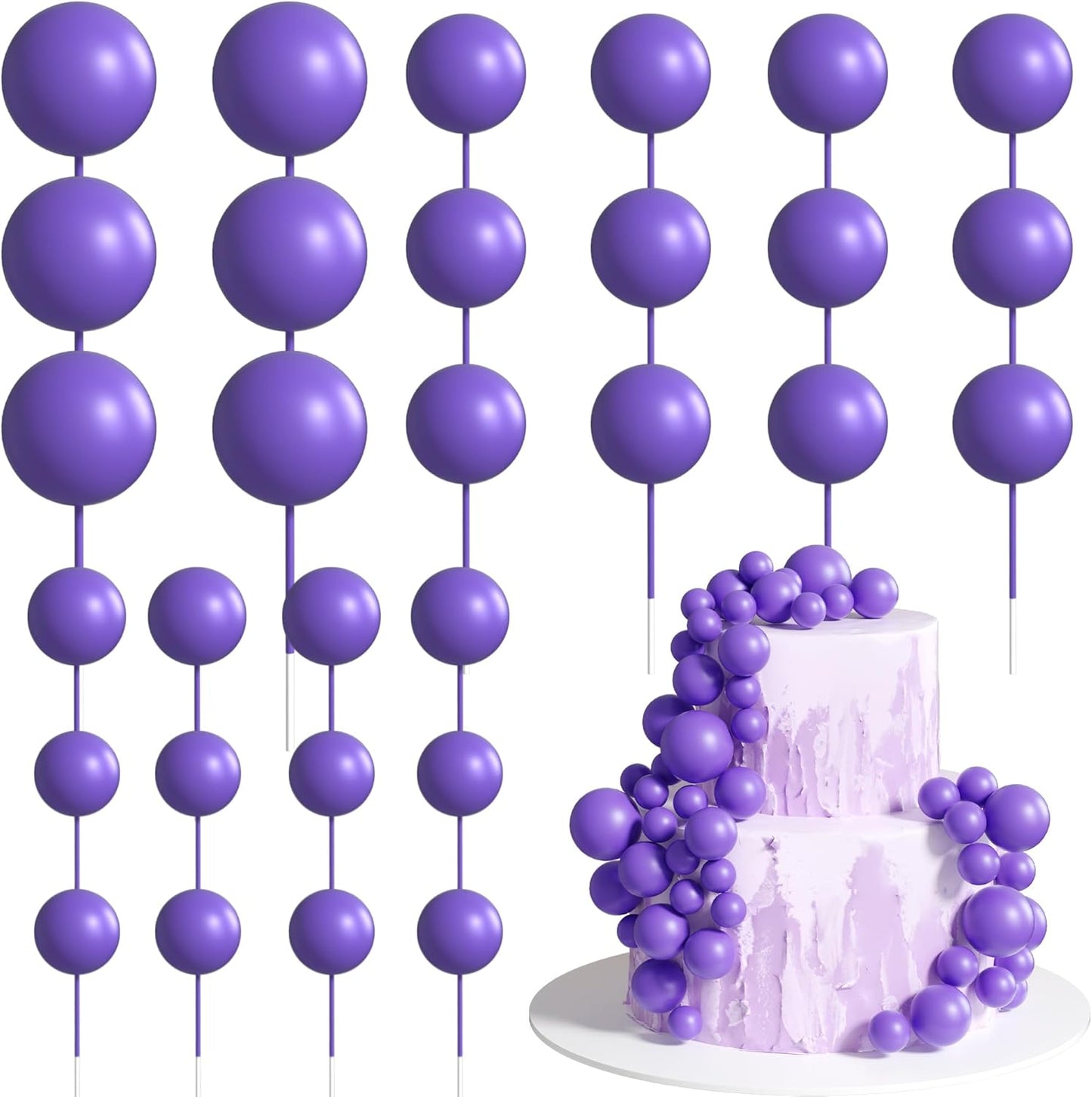 36 Pack Purple Balls Cake Topper Decorations Foam Balloons Cake Decorations Sticks Mini Balloons Cake Toppers Balls Cake Picks for Baby Shower Wedding Anniversary Birthday Party Decorations