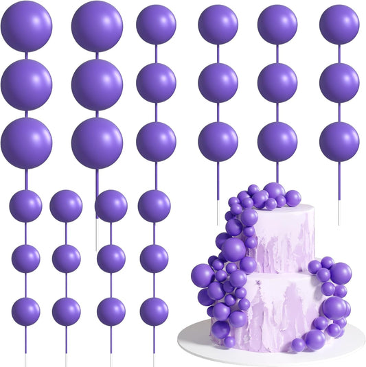 36 Pack Purple Balls Cake Topper Decorations Foam Balloons Cake Decorations Sticks Mini Balloons Cake Toppers Balls Cake Picks for Baby Shower Wedding Anniversary Birthday Party Decorations