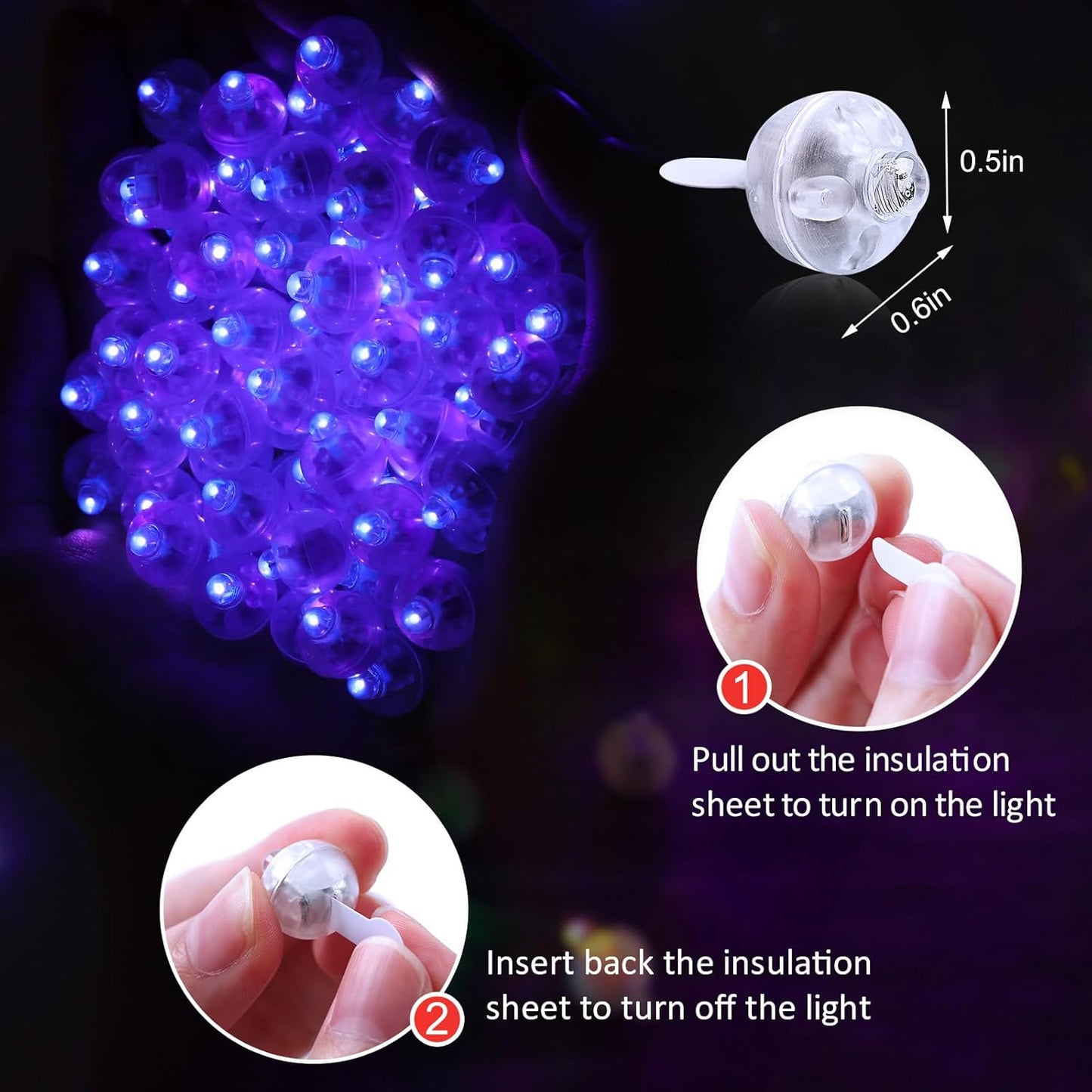 AIKEI 100pcs LED Balloon Lights, Purple Mini Balls Lights,Long Standby Time Party Lamps,Waterproof for Valentine's Day Wedding Paper Lantern Christmas Birthday Party Decoration