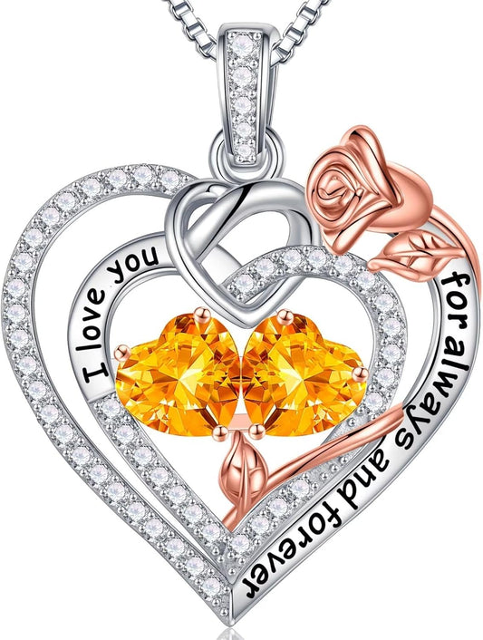 Iefil Christmas Gifts for Wife Women - 925 Sterling Silver Double Birthstone Necklace, Anniversary Birthday Gifts for Women, Jewelry Gift for Wife Girlfriend Mom Her