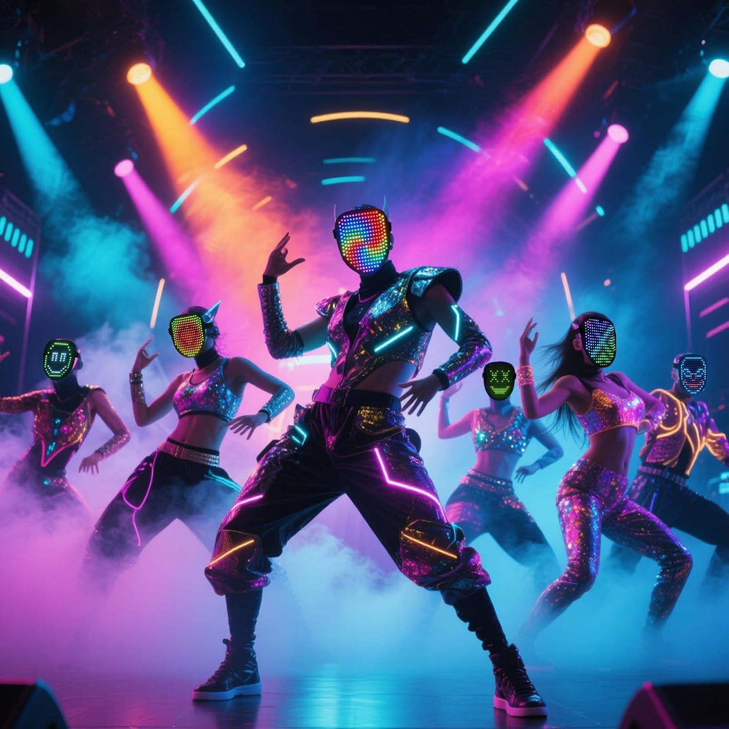 arscniek LED Face Mask with Gesture Control – Rechargeable Light Up Halloween Masks Costume for Adults & Kids, Glowing Transformable Cosplay Mask for Parties, Christmas, Concerts