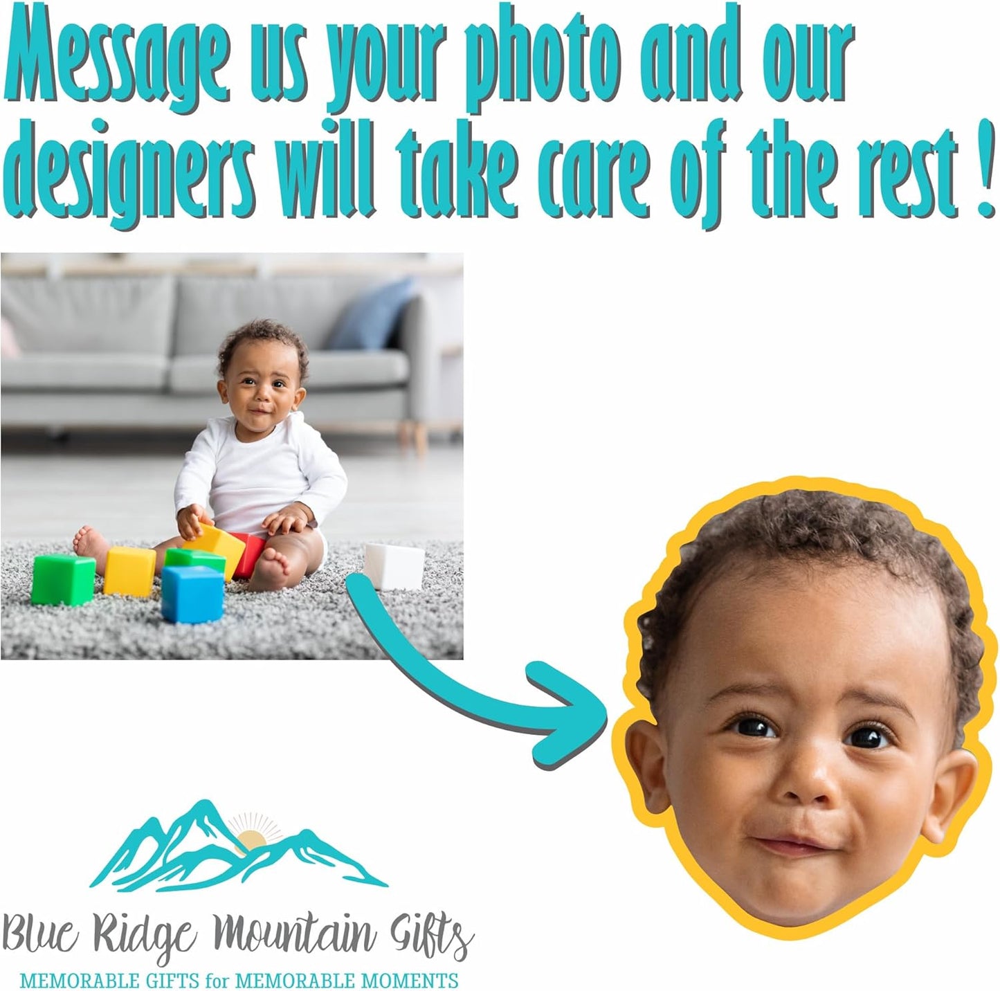 Custom Stadium Cups with Photo – Personalized 16oz Cups with Text – Printed Directly on Cup – Choose Cup Color, Text Color, Quantity and More – Party Favor for Birthdays & Events (Big Head)