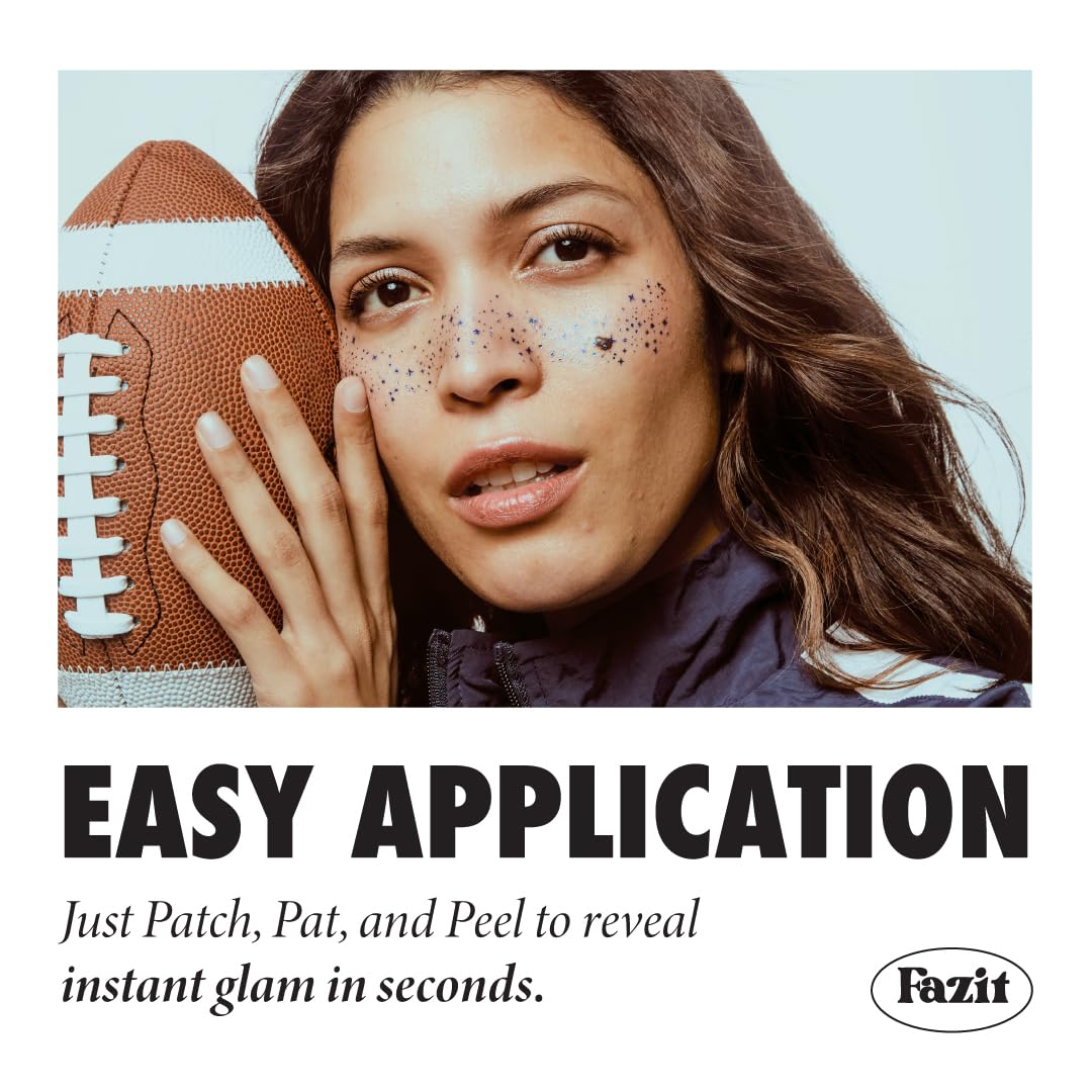 Fazit Makeup Patches - Blue Speckles - Glow Up Make-Up Patches - Cute Glitter Makeup Accessories for Women - Cosmetic Glitter for Face