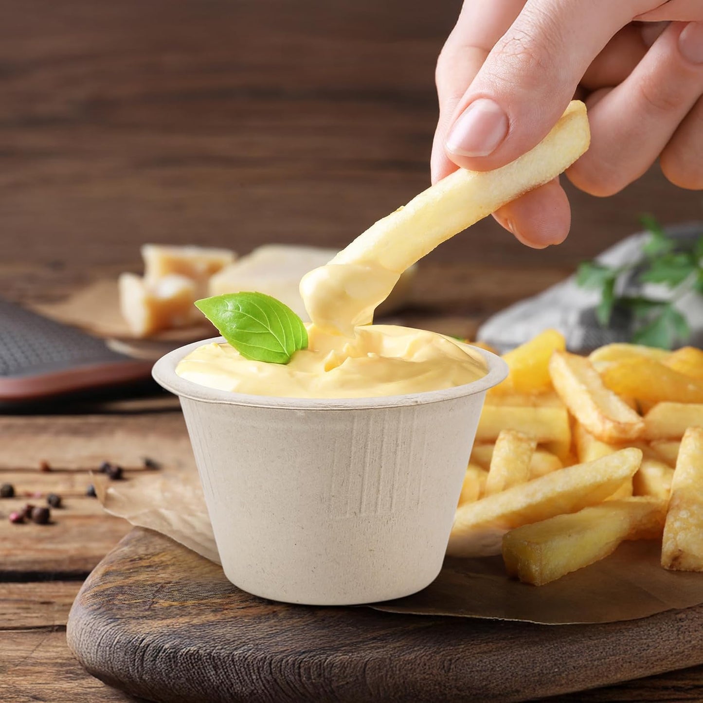 4oz Disposable Paper Bowls [100-Pack], Sturdy Small/Mini Paper Cups, Perfect for Dip Sauce, Tasting and Snacks, 100% Compostable Sample Cups