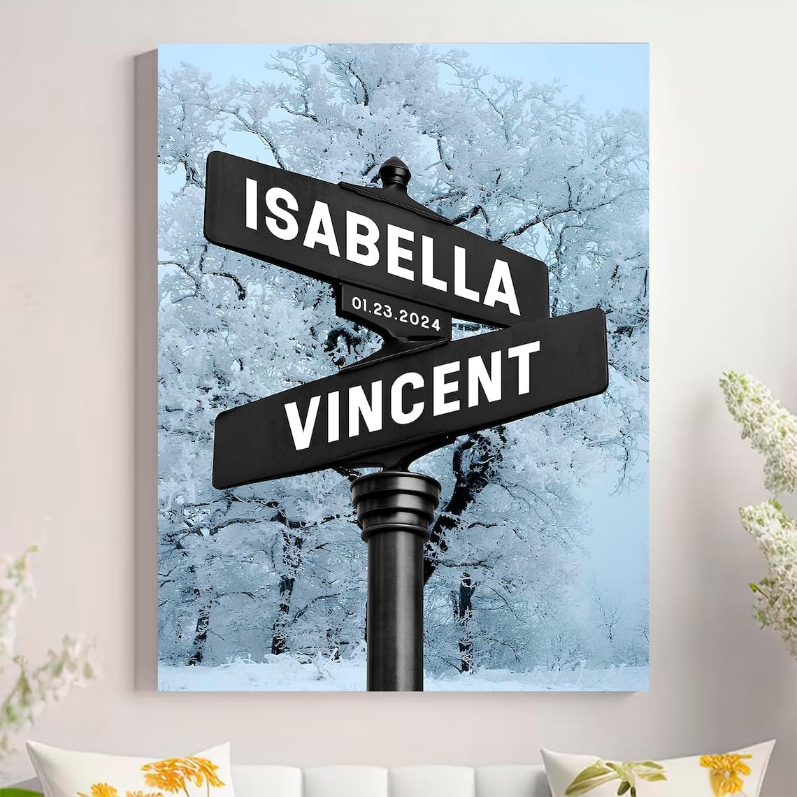 Personalized Crossroad Couples Street Sign Vintage Customize Name And Date Valentine's Day Christmas Birthday Wedding Anniversary Engagement Gifts For Him Her Boyfriend Girlfriend Wife Husband #1