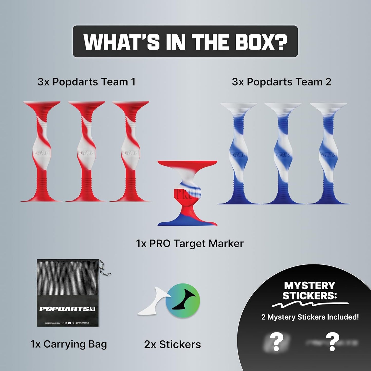 Popdarts USA Themed PRO Pack Game Set (Red White Blue Wigglenobber Target Marker) - Indoor, Outdoor Suction Cup Throwing Game - Competition with a POP