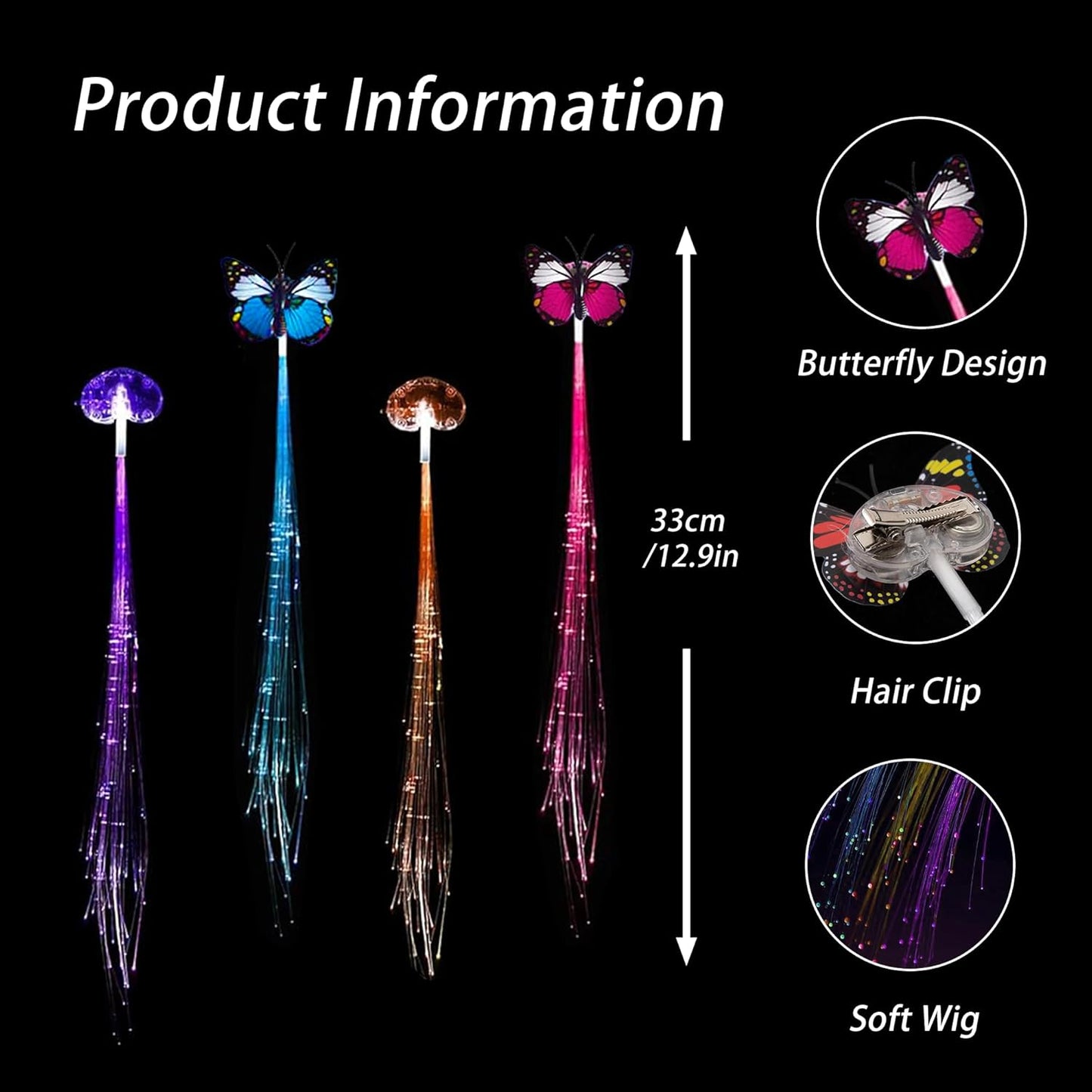 16 Pack Light Up Hair Accessories Braid, Glow in the Dark Party Supplies Favors for Women Girl, Light Up Braid Extension Clips Neon Rave Party Festival Accessories