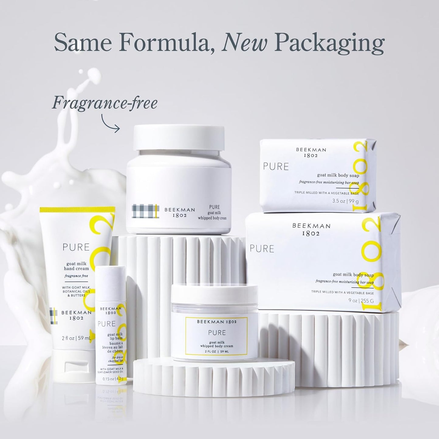 Beekman 1802 Pure Palm-Sized Bar Soap - Fragrance Free - 3.5 oz - Cleanses, Nourishes & Hydrates - Microbiome Friendly - No Irritation - Good for Sensitive Skin - Packaging May Vary