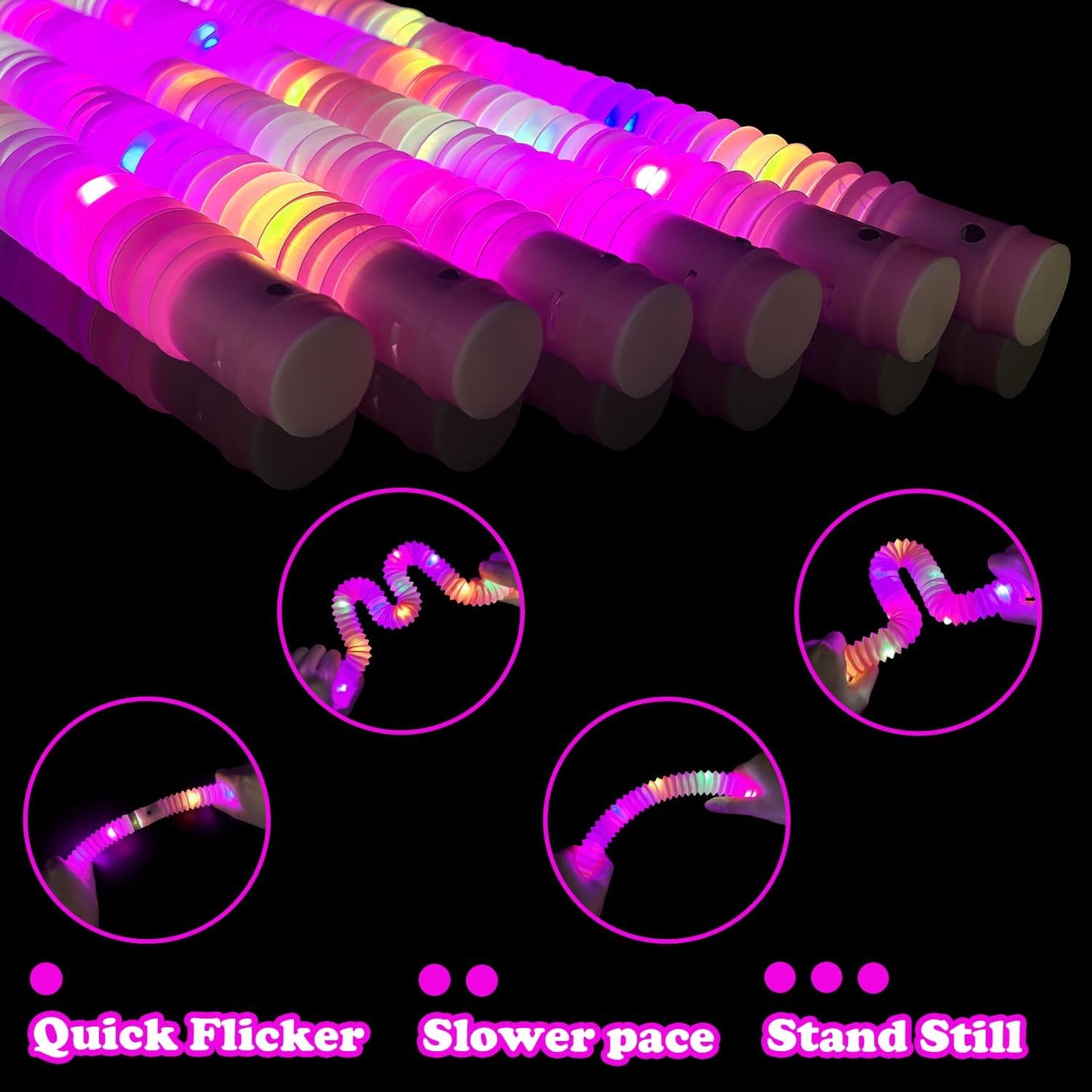 24 PCS Pink Glow Sticks Party Favors for Kids,LED Light up Pop Tubes for Toddlers, Christmas Neon Necklaces Bracelets Accessories,Glow Birthday Dance Wedding Camping Party Supplies Decorations