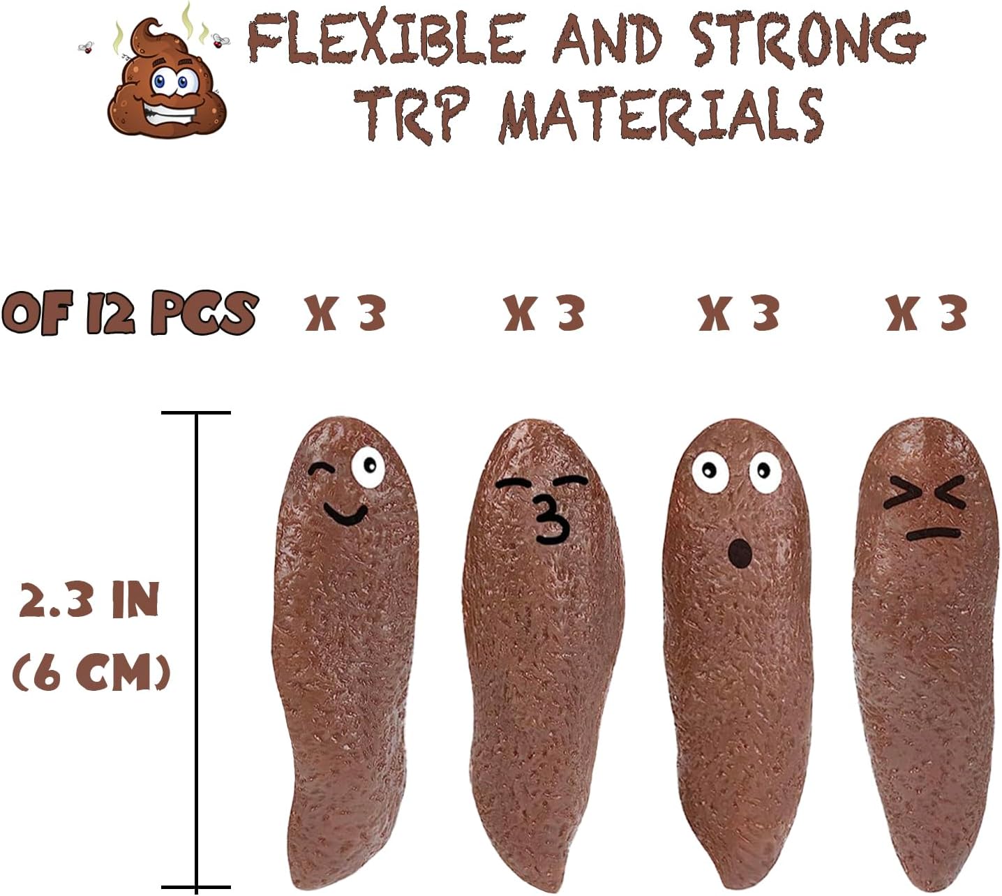 Poop Slingshot 12pcs Fake Poop Toys for Kids Stocking Stuffers, Funny Gag Gifts Bulk Party Favors Game Prizes, Sticky Poo Emotion Fidget Toys for Kids Age 3-5-7 4-8-12 Year Old Boys Girls Teens Adults