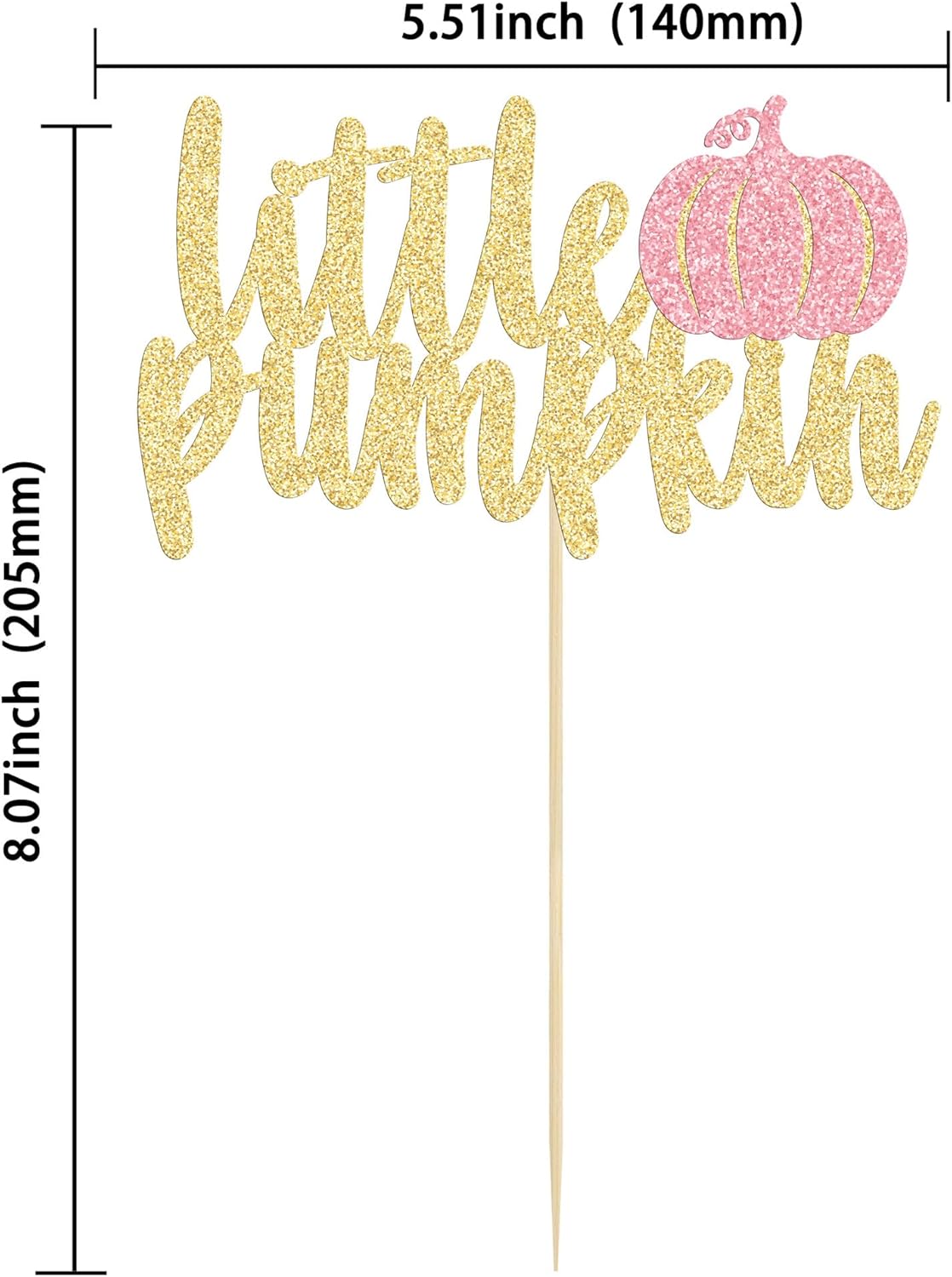 Gyufise Little Pumpkin Cake Topper - Pink Glitter Fall Girl Baby Shower Cake Decoration for Birthday, Halloween, Thanksgiving Party Supplies (1Pcs)