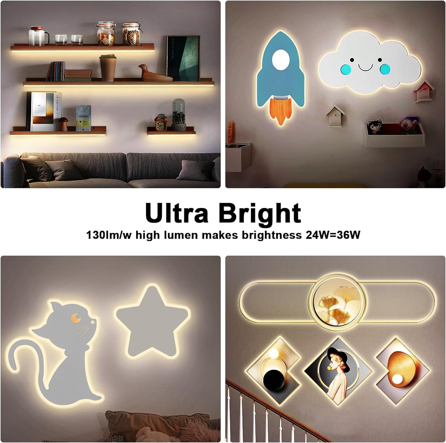 White COB Led Strip Lights Max with RF Remote, 16.4ft 3000K Dimmable Ultra Bright Warm White COB Light Strip, Adhesive Indoor COB Led Lights for Living Room, Shelf, Cabinet