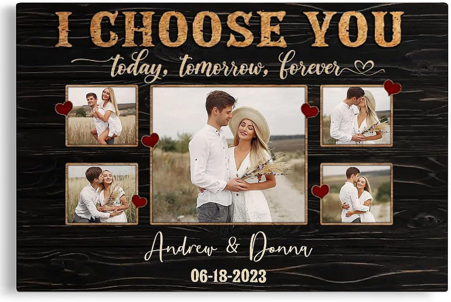 Dem Canvas Personalized Canvas Prints, Custom Photo And Name, I Choose You Forever, Wedding Gifts For Couple Anniversary Wedding Gift For Couples Canvas (18x12)