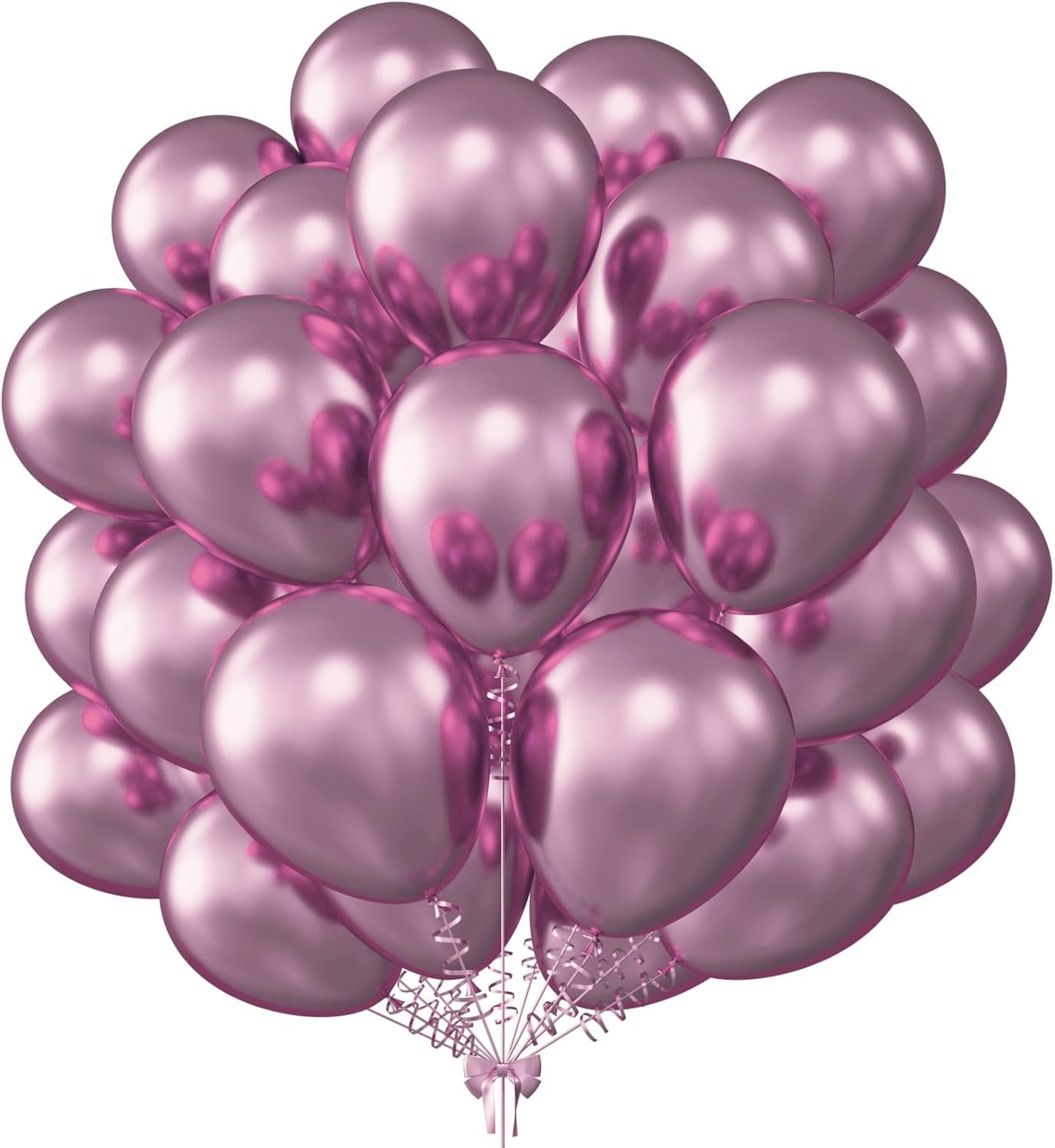 KALOR 12 Inch Metallic PInk Balloons, 50 Pcs Latex Helium Metallic Balloons for Kid's Birthday Party, Baby Shower, Wedding, Graduate Party Decorations