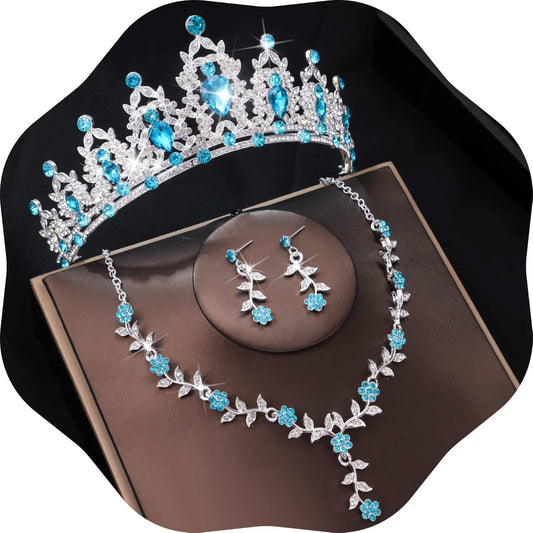 Kamirola Tiaras and Crowns for Women,Tiaras Earrings Necklace, Crystal Bridal Jewelry Set, Costume Party Halloween Prom Pageant Jewelry for Women(TR45)