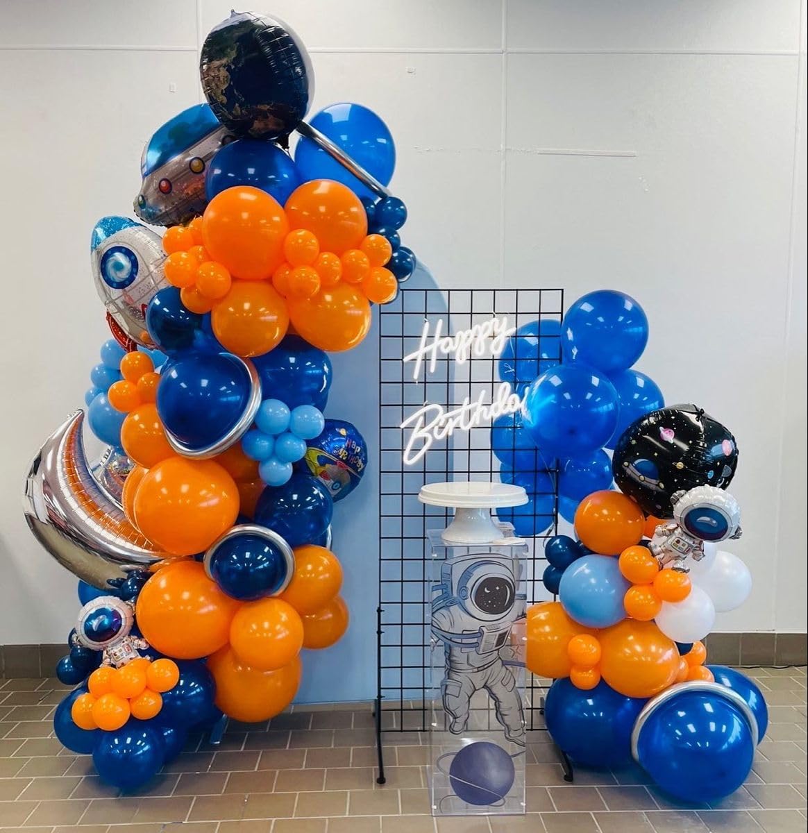 Blue and Orange Balloons, 50 Pcs 12 Inch Orange Royal Blue Metallic Silver Balloons with Ribbons for Birthday Party Wedding Baby Shower Graduate Decorations