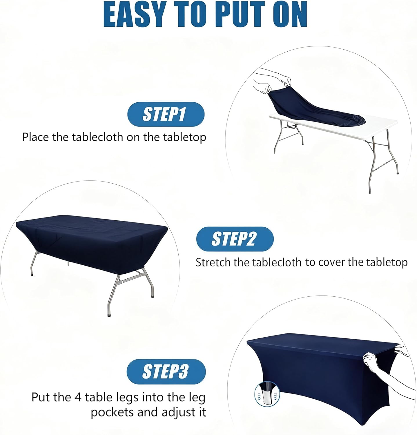 6FT White Table Cloth - 6 Pack Fitted Stretch Rectangle Spandex Tablecloth, Washable Table Cover for Party, Picnic, Wedding, Banquet, Birthday and Festival(30" x 72")