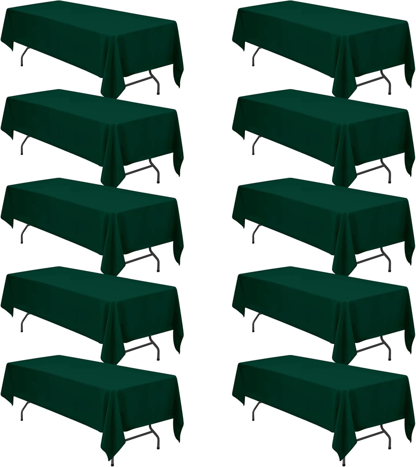 BRILLMAX 10 Pack Hunter Green Tablecloths for 8 Foot Rectangle Tables 60 x 126 Inch - 8ft Rectangular Bulk Linen Polyester Fabric Washable Cloth Cover for Wedding Reception Banquet Birthday Party